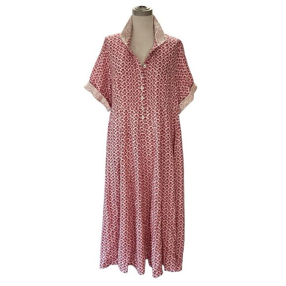 April Cornell Dresses & Skirts - Vintage April Cornell Cottagecore Red Pink Floral Maxi Dress Women’s 3X 4X